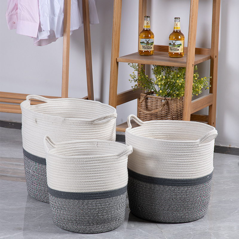 Large Woven Blanket Storage Baskets Round Laundry Basket Toy Organizier Clothes Hamper Shoe Storage Bins