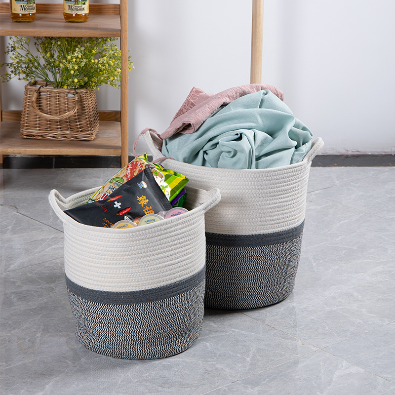 Large Woven Blanket Storage Baskets Round Laundry Basket Toy Organizier Clothes Hamper Shoe Storage Bins