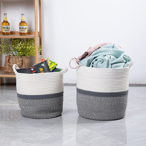 Large Woven Blanket Storage Baskets Round Laundry Basket Toy Organizier Clothes Hamper Shoe Storage Bins