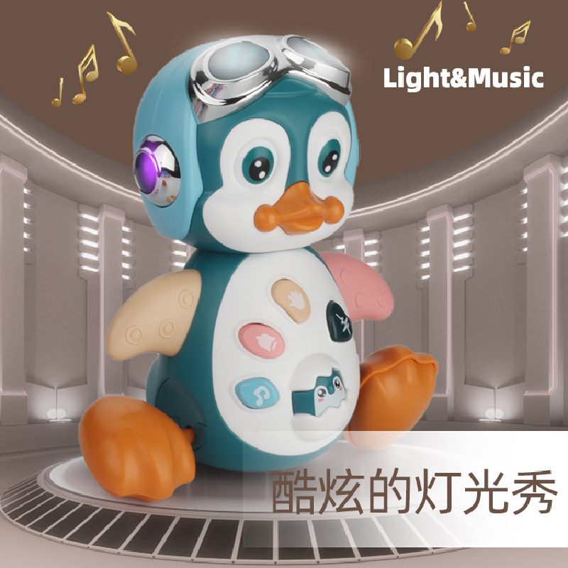 Zhiqu Toys Intellectual Electric Toys Swinging Penguin Light Concert Walking Baby Learn To Climb Soothing Early Education Toy