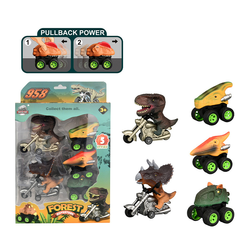 Zhiqu Hot selling kids gift friction dinosaur motorcycle toy with pull back car Dinosaur motorcycle toy