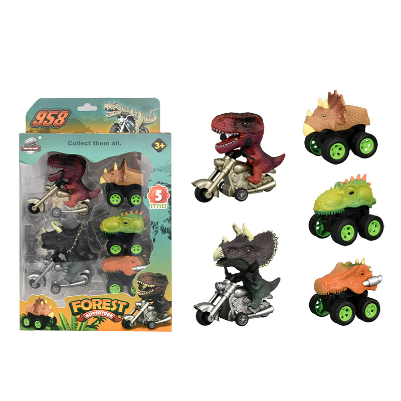 Zhiqu Hot selling kids gift friction dinosaur motorcycle toy with pull back car Dinosaur motorcycle toy