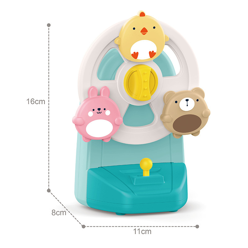 Zhiqu Toy Baby Plastic Animal Ferris Wheel Suction Cup Spinning Top Toy High Chair Suction Toys for High Chair