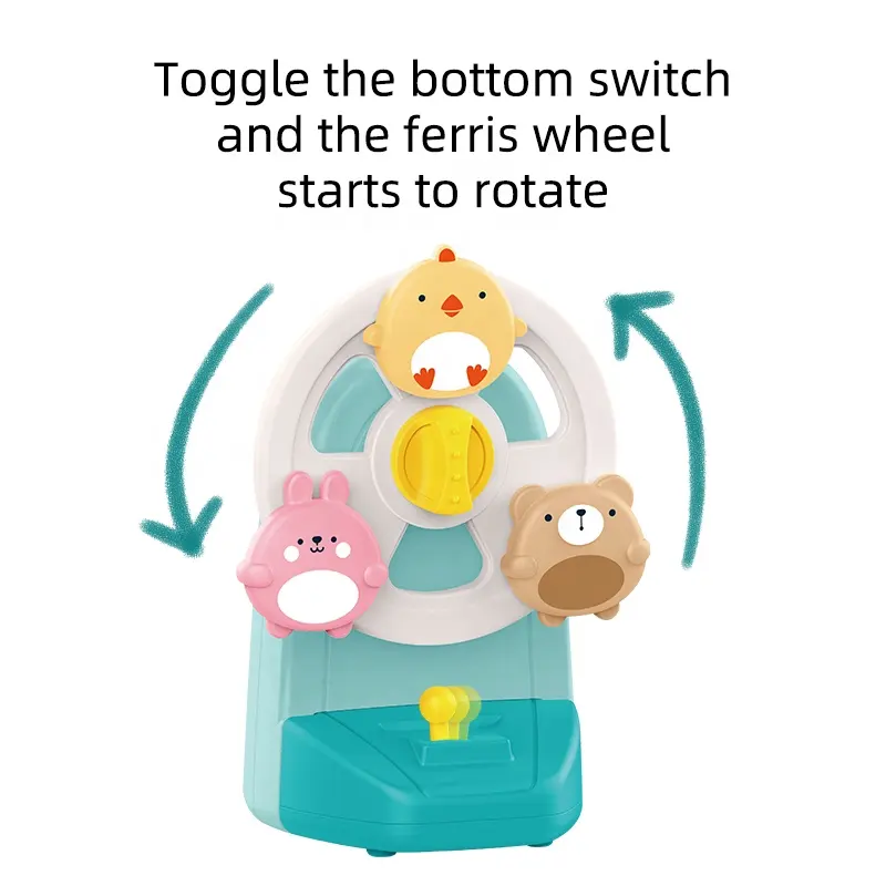 Zhiqu Toy Baby Plastic Animal Ferris Wheel Suction Cup Spinning Top Toy High Chair Suction Toys for High Chair