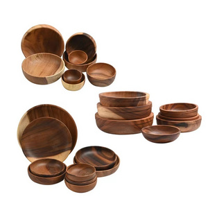 Wooden Dough Bowls Wholesale- Farmhouse Brown Rustic Wooden Dough Bowls Wooden Dough for Salad wooden rustic fruit bowl