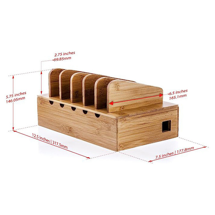 Bamboo Storage Box With Lid Suitable For Storing Chargers Power Strips And As a Digital Gift