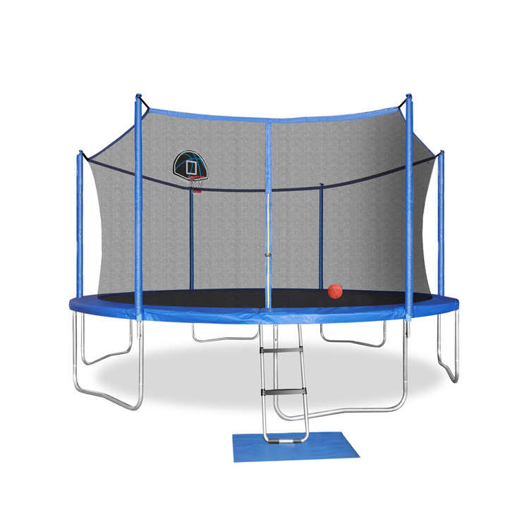 14FT Adult Trampoline Tent  Fitness Jumping With Enclosure Net Basketball Hoop, Birthday Gifts For Kids