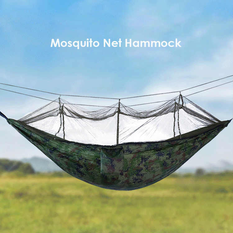 Camo Mosquito Control Outdoor Double Hammock Nylon Hammock With Mosquito Net