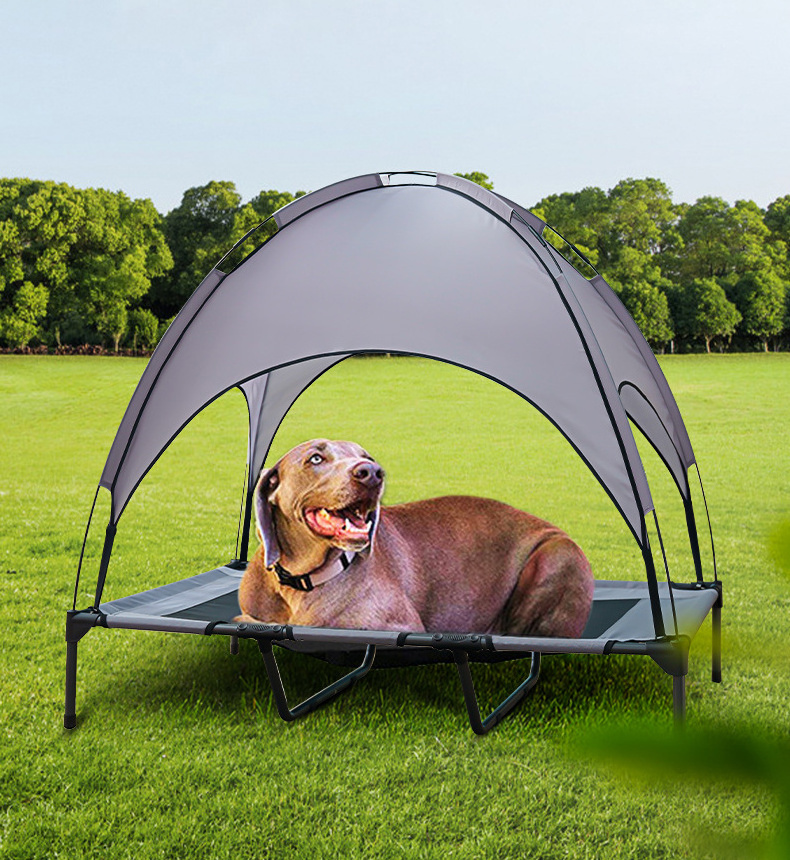 New Arrival OEM Pet Durable Outdoor Camping Cooling Foldable Camp Waterproof Raised Elevated Pet Dog Bed With Canopy Tent