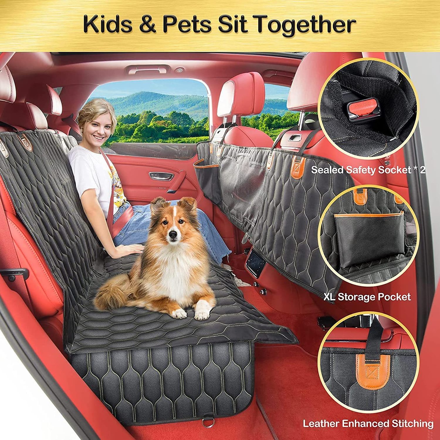 Stock Dog car back seat pet cushion Oxford cloth car pet supplies hammock three-in-one cat and dog cushion wholesale