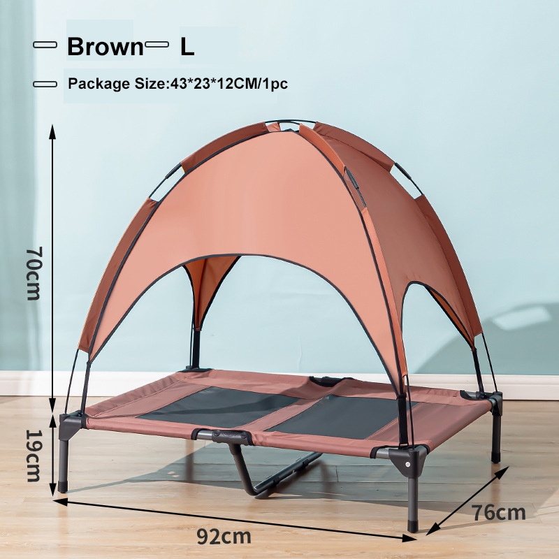 New Arrival OEM Pet Durable Outdoor Camping Cooling Foldable Camp Waterproof Raised Elevated Pet Dog Bed With Canopy Tent