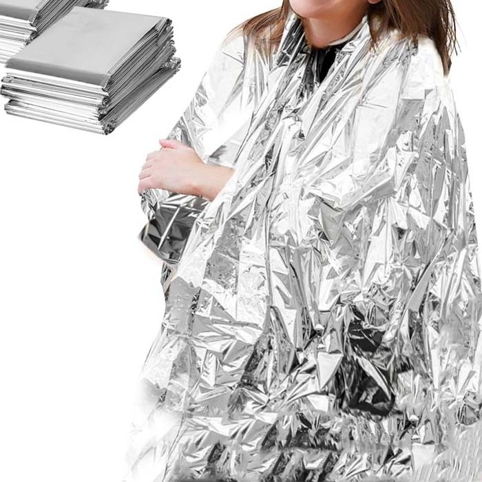 ODM emergency mylar thermal blanket survival for bug out gear camping foil blanket solar blanket silver