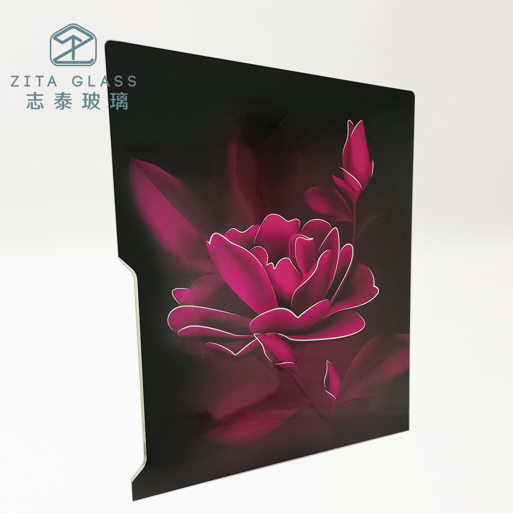 Factory Direct Price Custom Home Appliance Glass Multilayer Silk Screen Floral Pattern Tempered Glass Decorative Glass