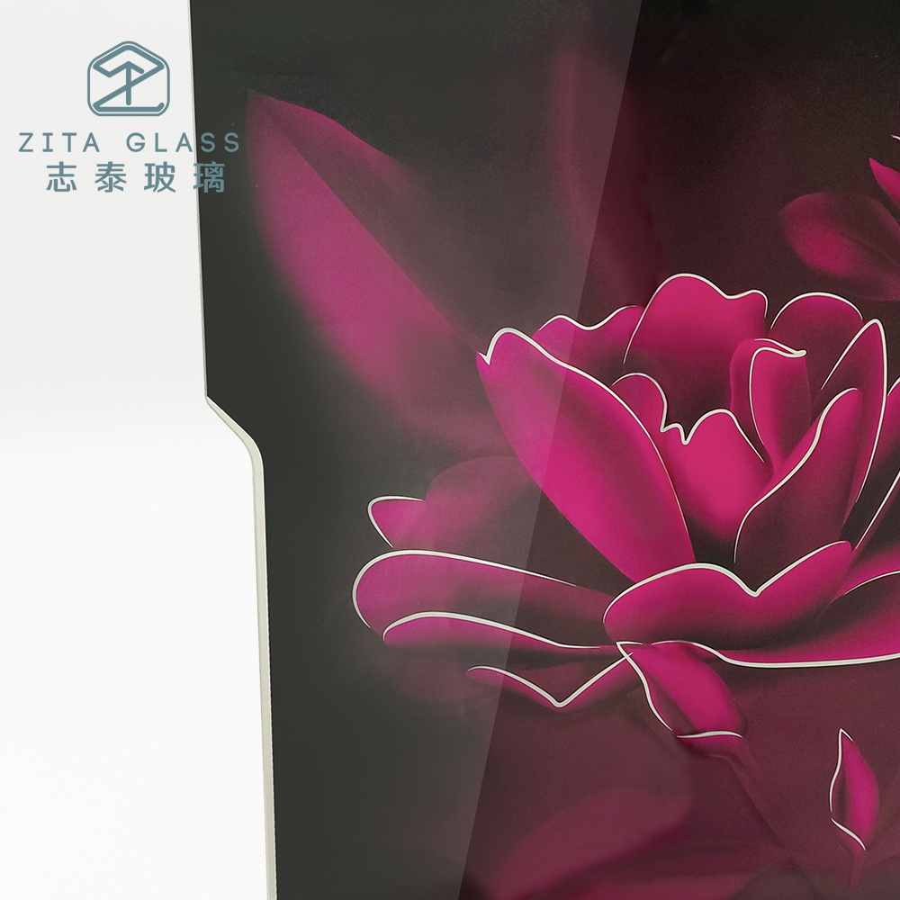 Factory Direct Price Custom Home Appliance Glass Multilayer Silk Screen Floral Pattern Tempered Glass Decorative Glass