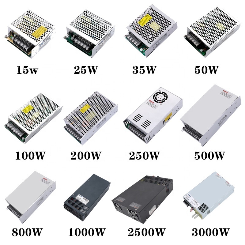 Meanwell switching power supply 12v 24v 5v 1a 1.25a 2a 3a 5a 10a 15a 16.5a 20a 25a 30a 40a 60a 70a with led Switch power supply