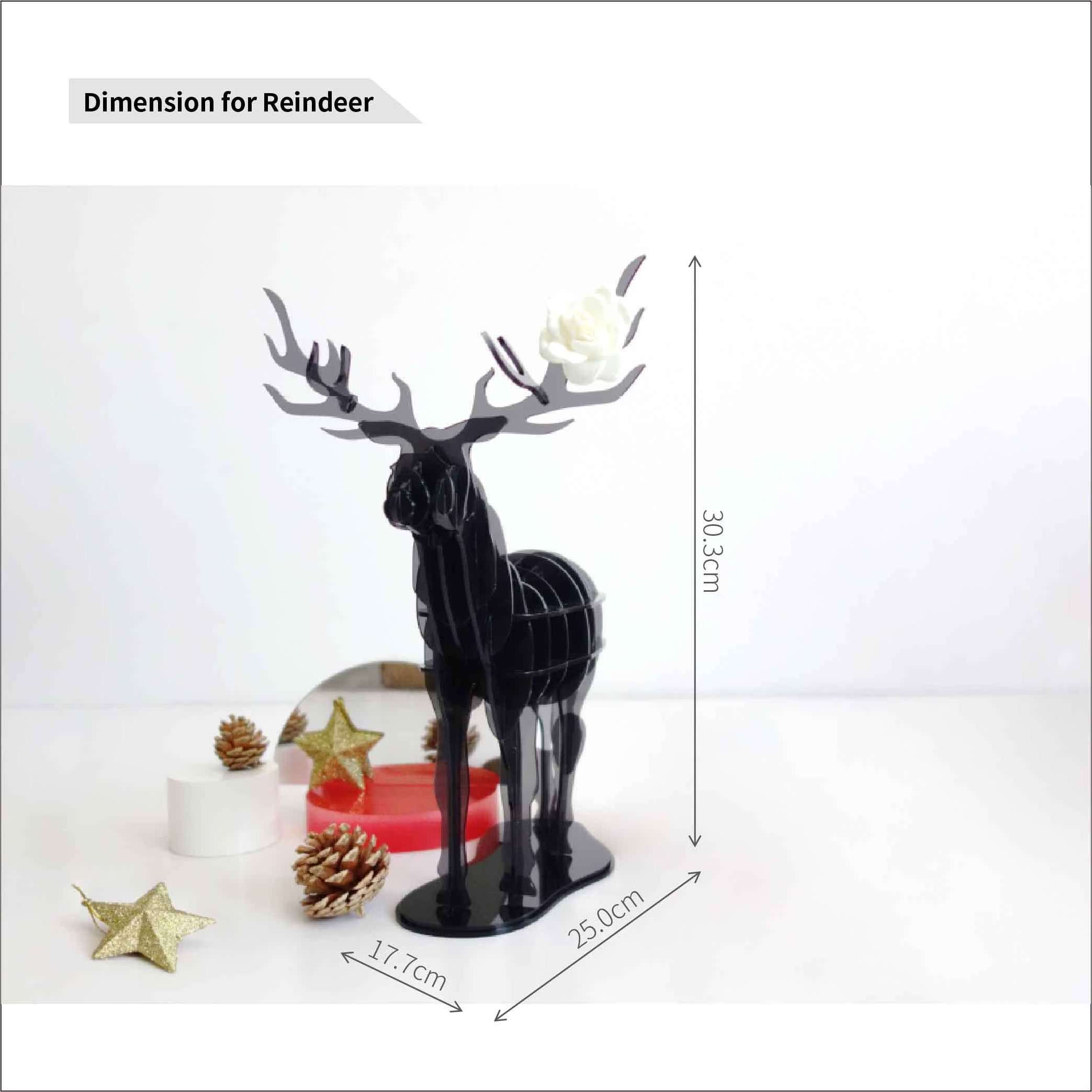 Translucent 3D Standing Kneeling Female Reindeer Puzzle Figurine for Office Home Desk Cabinet Decoration