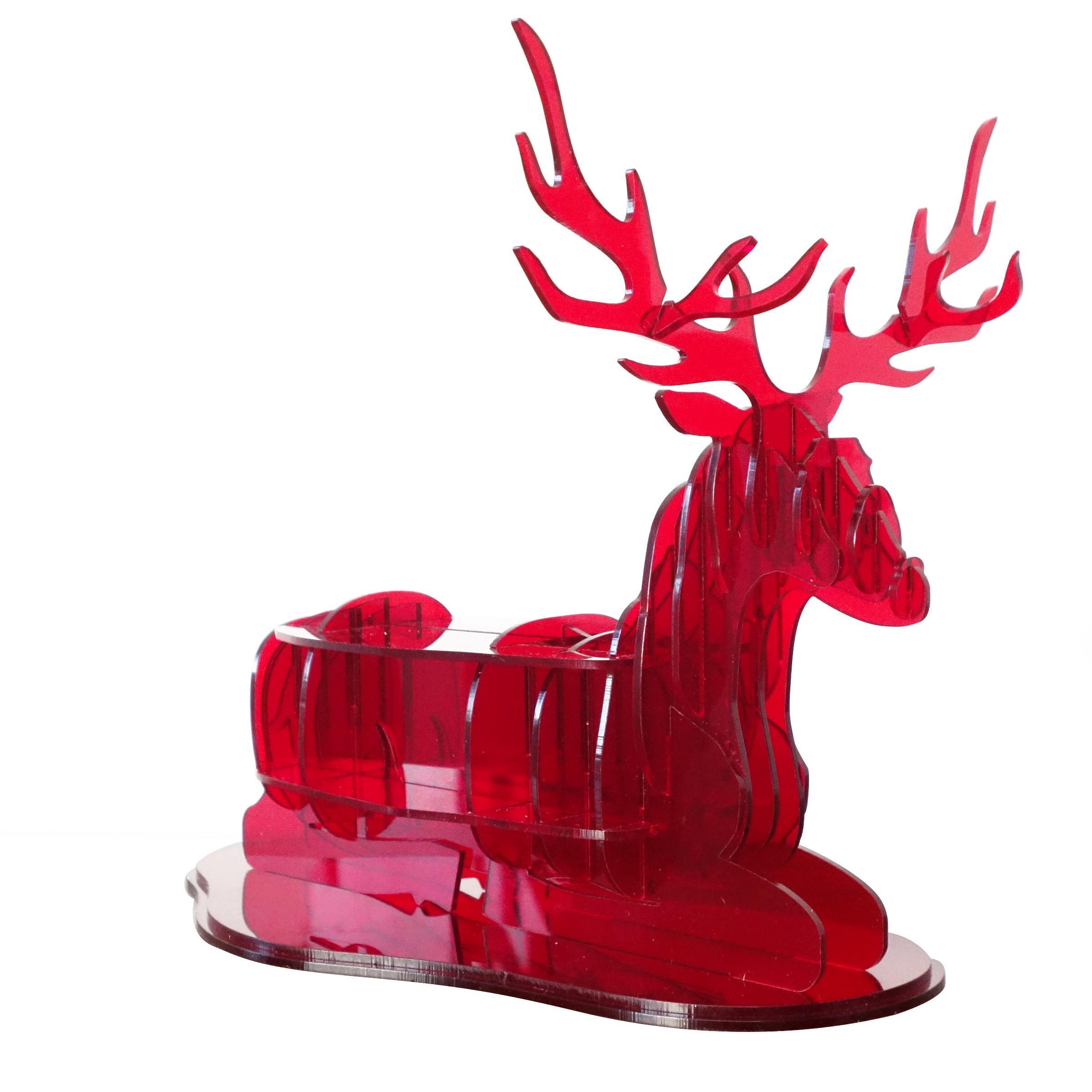 Acrylic 3D Kneeling Reindeer Puzzle DIY Figurine home cabinet decoration