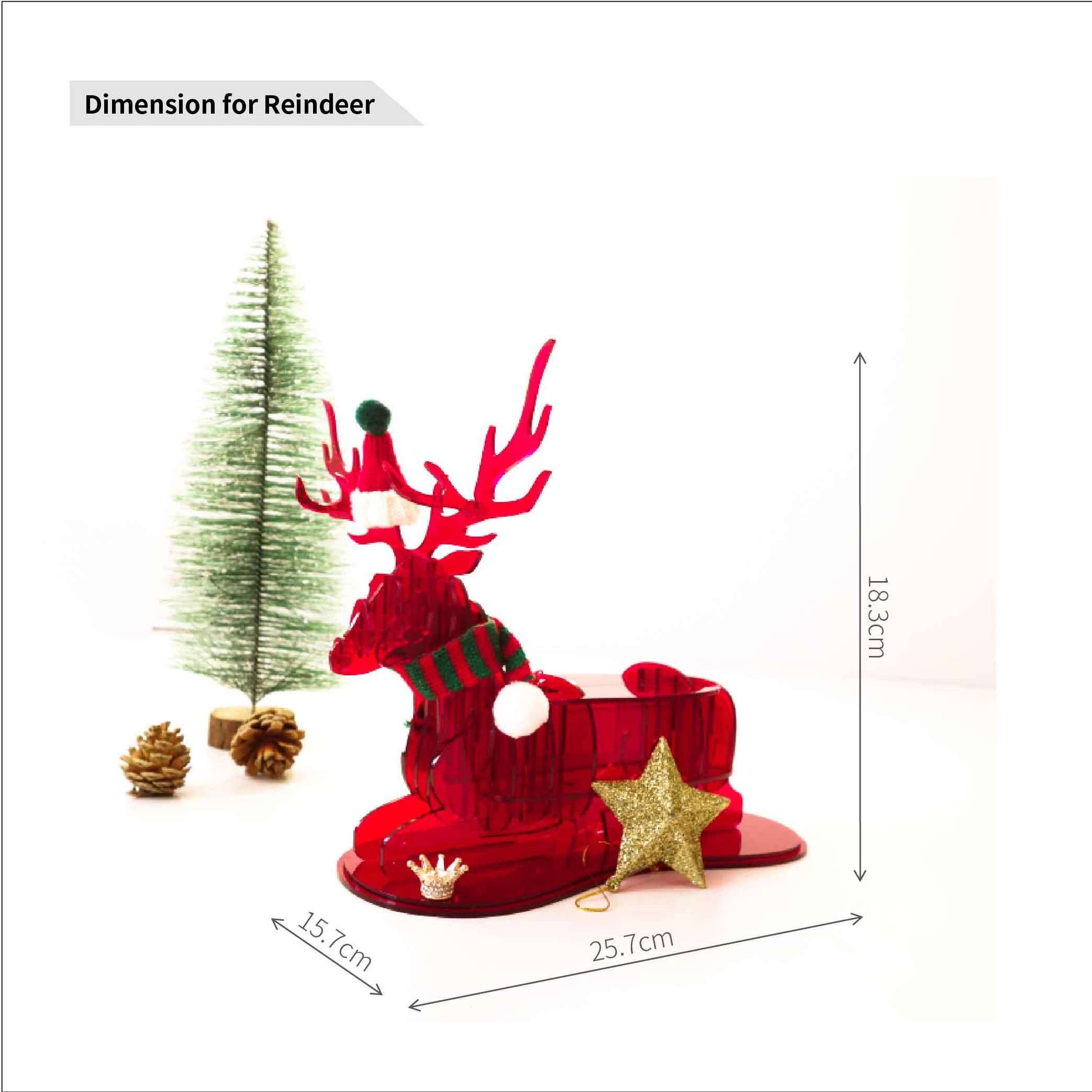 Acrylic 3D Kneeling Reindeer Puzzle DIY Figurine home cabinet decoration