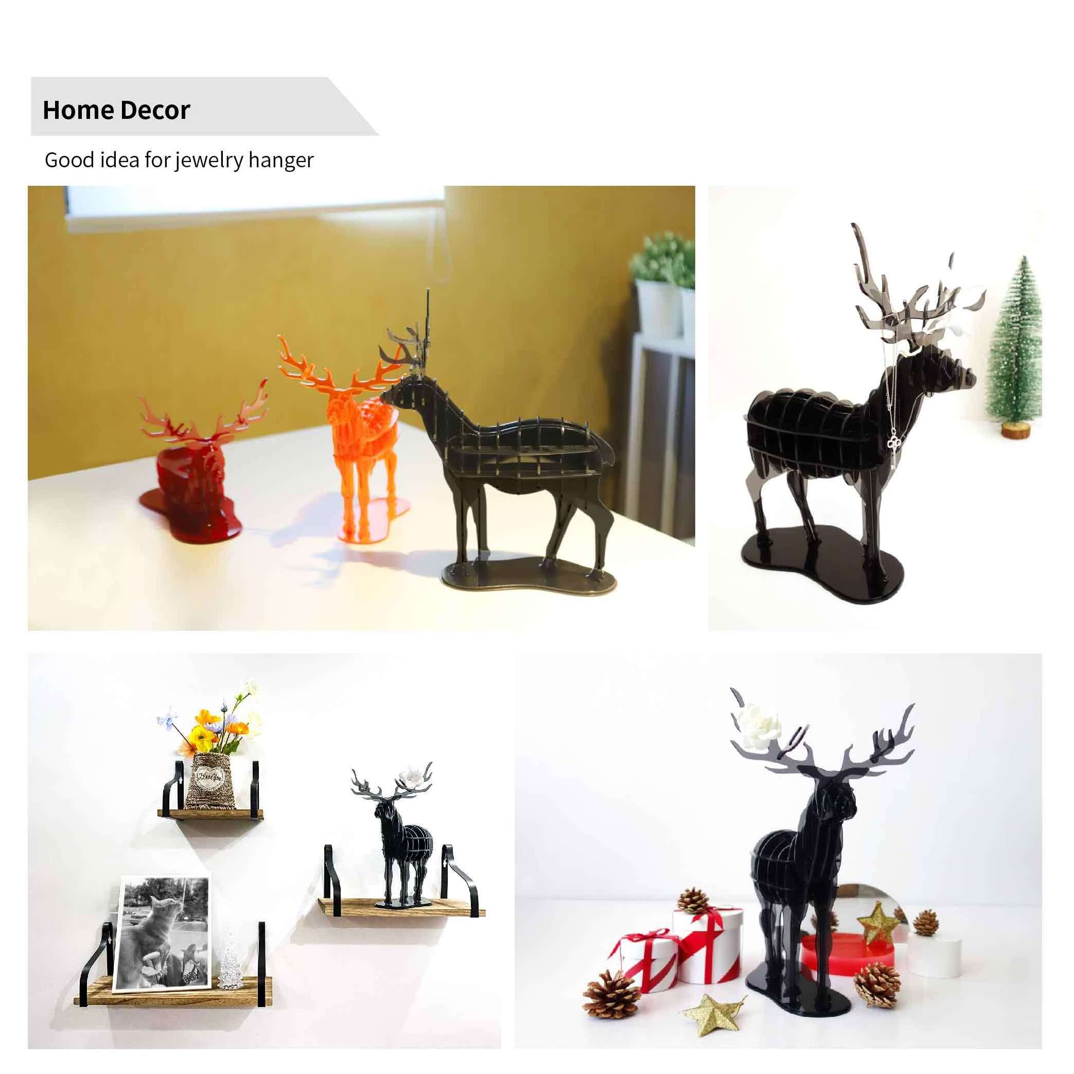 Translucent 3D Standing Kneeling Female Reindeer Puzzle Figurine for Office Home Desk Cabinet Decoration