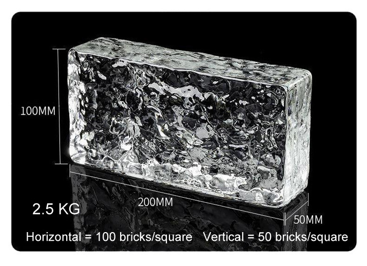 Modern wholesale hot melt crystal colored glass solid brick wall