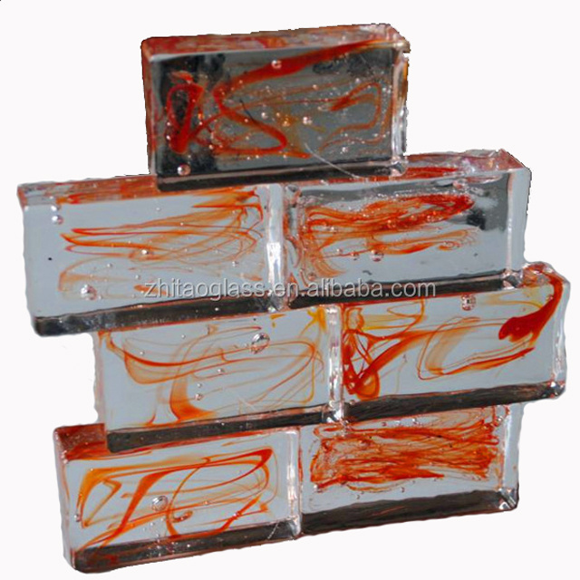 Crystal colored glass solid bricks for bathroom partition