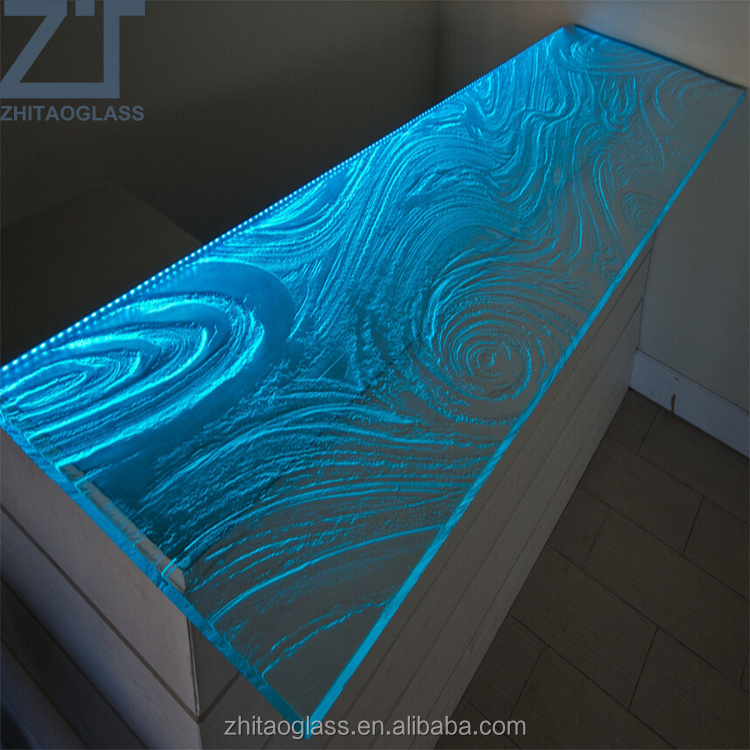 High gloss contemporary textured glass table top