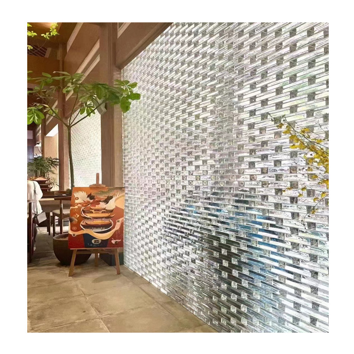 Modern wholesale hot melt crystal colored glass solid brick wall