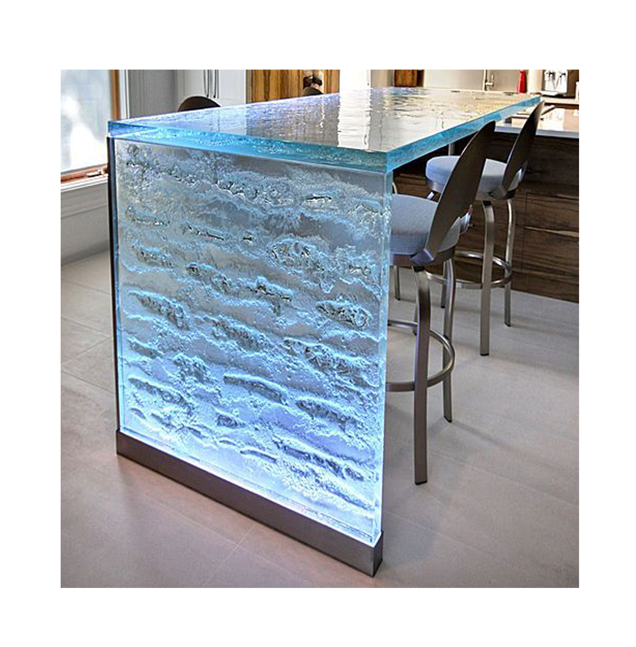 High gloss contemporary textured glass table top