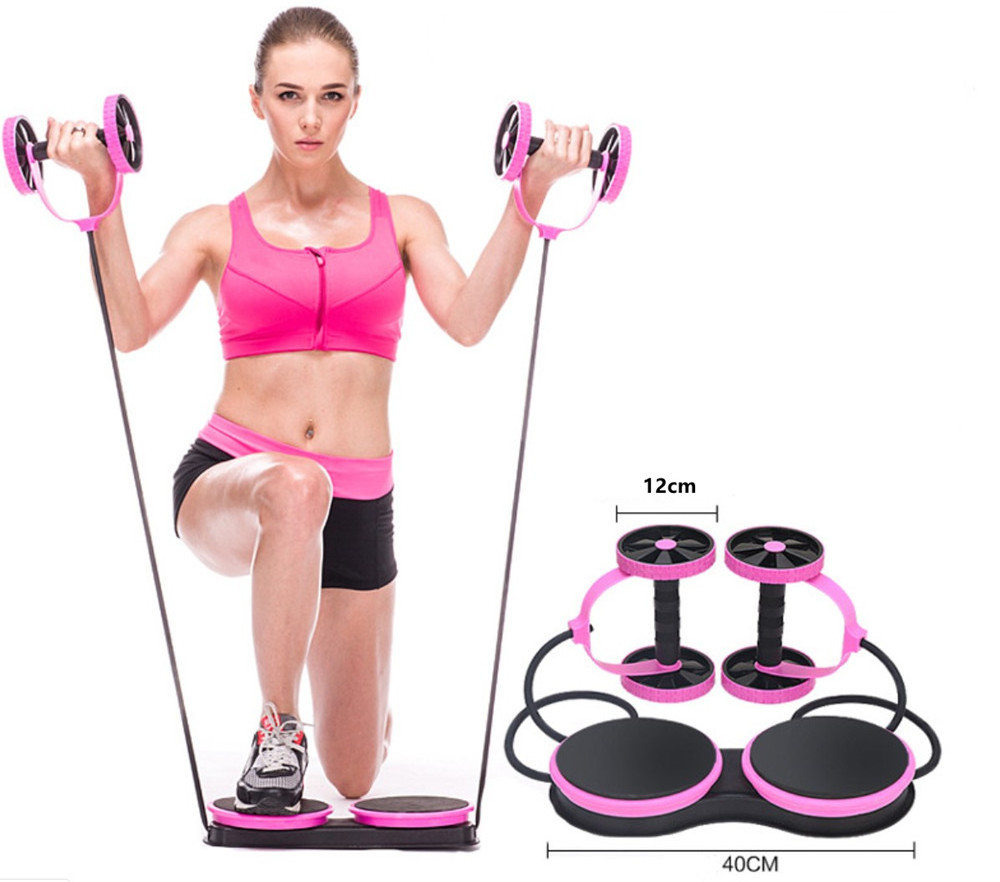 ZT Gym Fitness Equipment Training Double Ab Wheel Roller with Pad Unisex Universal Support Exercise Abdominal and Arm Strength