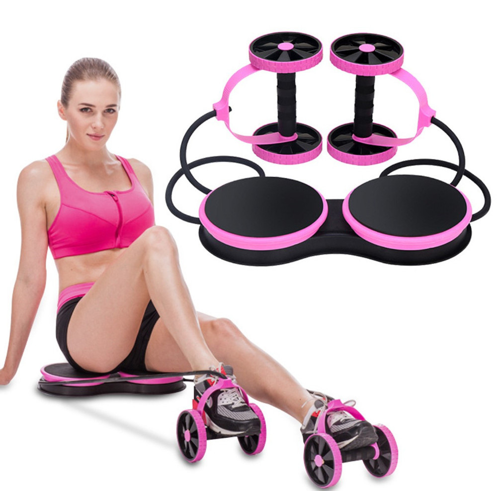 ZT Gym Fitness Equipment Training Double Ab Wheel Roller with Pad Unisex Universal Support Exercise Abdominal and Arm Strength