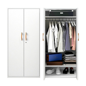 Home Wardrobes Bedroom Furniture Steel print wood grain Storage Cupboard Metal Clothes Cabinets Wholesale Metal Closet