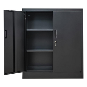 Metal Steel Storage Cabinet with Lockable Door and 2 Adjustable Shelves Great for Garage Kitchen Pantry Home Office