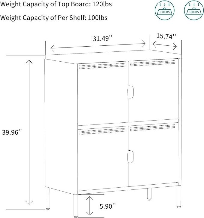 4 Doors Bedroom Furniture Cabinet Designs for Living Room Metal Chest Storage Cabinet