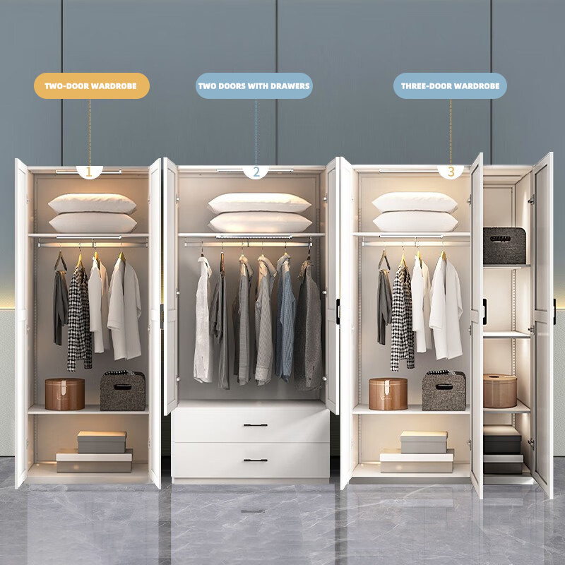 Wardrobe household bedroom modern simple Nordic rental room simple assembly steel cabinet large wardrobe