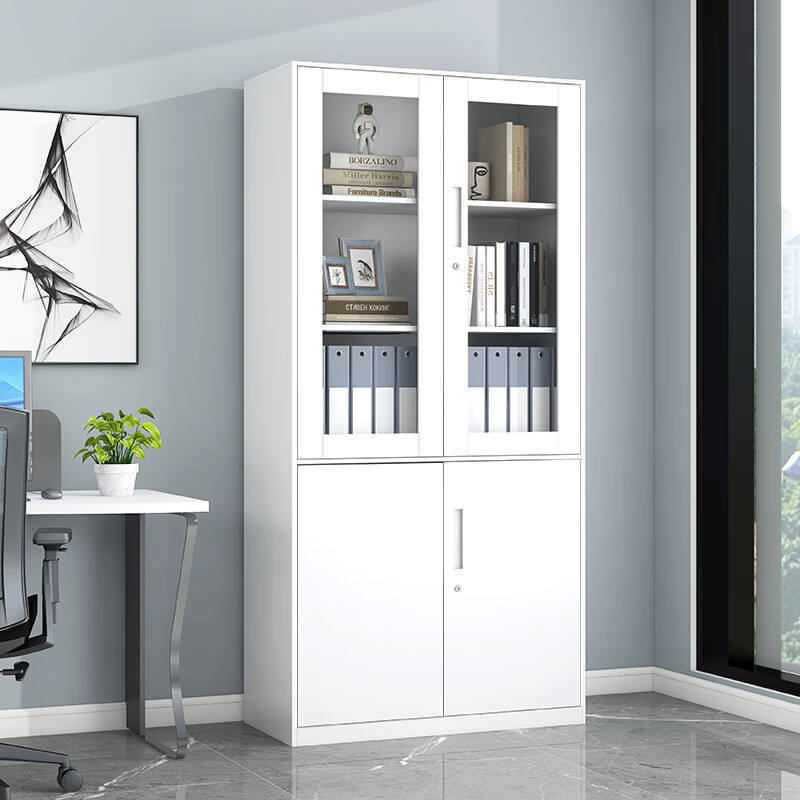 Office Steel 2 Doors Filing Cabinet Metal Storage Cupboard With Adjustable Shelf Double-door Documents And File Cabinet