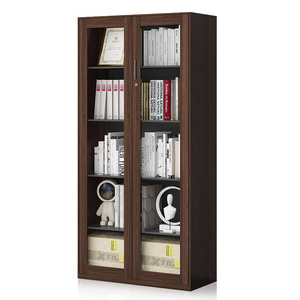 Cold-roll steel full height glass double door strong office book steel cupboard/modern bookcase/office cabinets