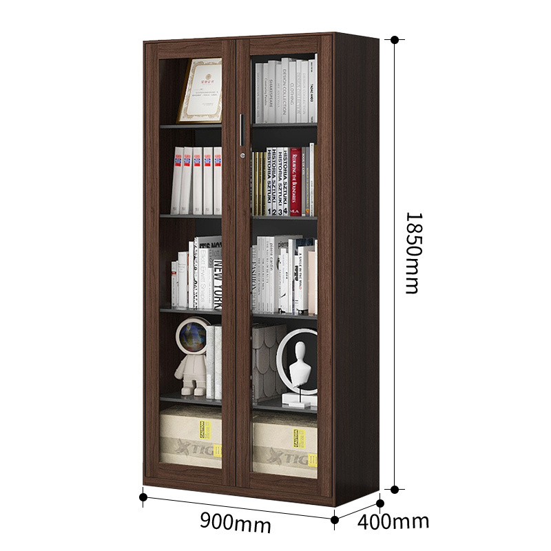 Cold-roll steel full height glass double door strong office book steel cupboard/modern bookcase/office cabinets