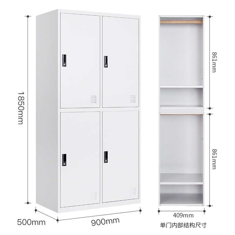 lateral full height 4 doors steel storage cabinet metal clothes locker for locker room