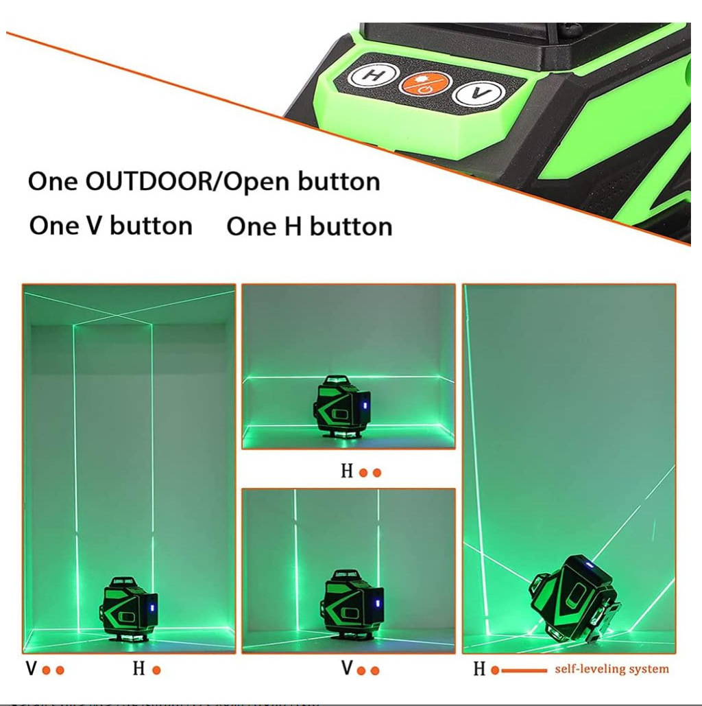 360 degree machine tool green beam laser cross 16 line self leveling 3d auto rotary construction nivel laser level lazer level