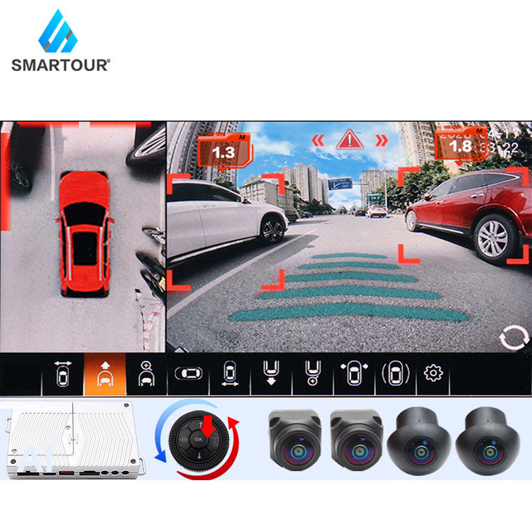 Smartour 4K AHD 1080P Bird View 4 Side AI Car 360 Camera Bird View System Around View Car Camera Wireless Remote Control