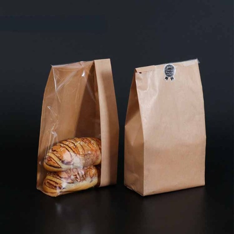 Striped kraft paper blanket film window tip bread bag baguette packaging Baking packaging A box of toast bags