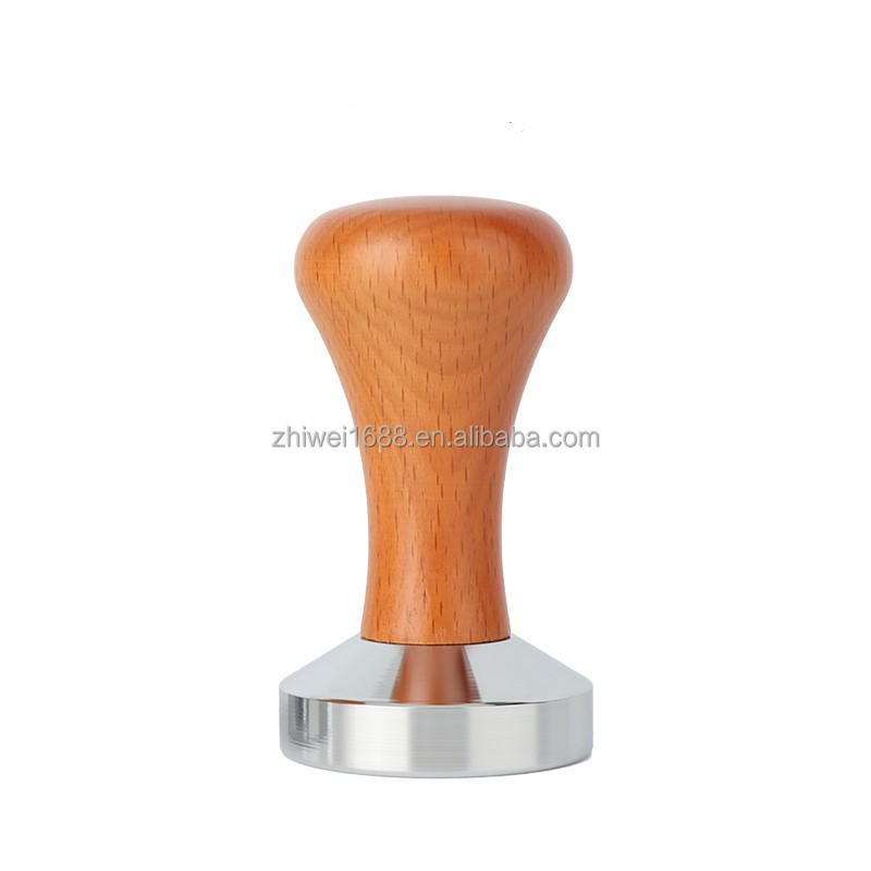 2023 hot-selling coffee accessories stainless steel coffee tamper red wood 51/53/58mm  coffee distributor