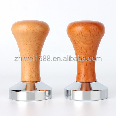 2023 hot-selling coffee accessories stainless steel coffee tamper red wood 51/53/58mm  coffee distributor