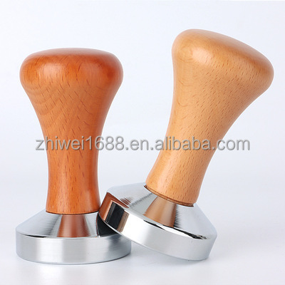 2023 hot-selling coffee accessories stainless steel coffee tamper red wood 51/53/58mm  coffee distributor