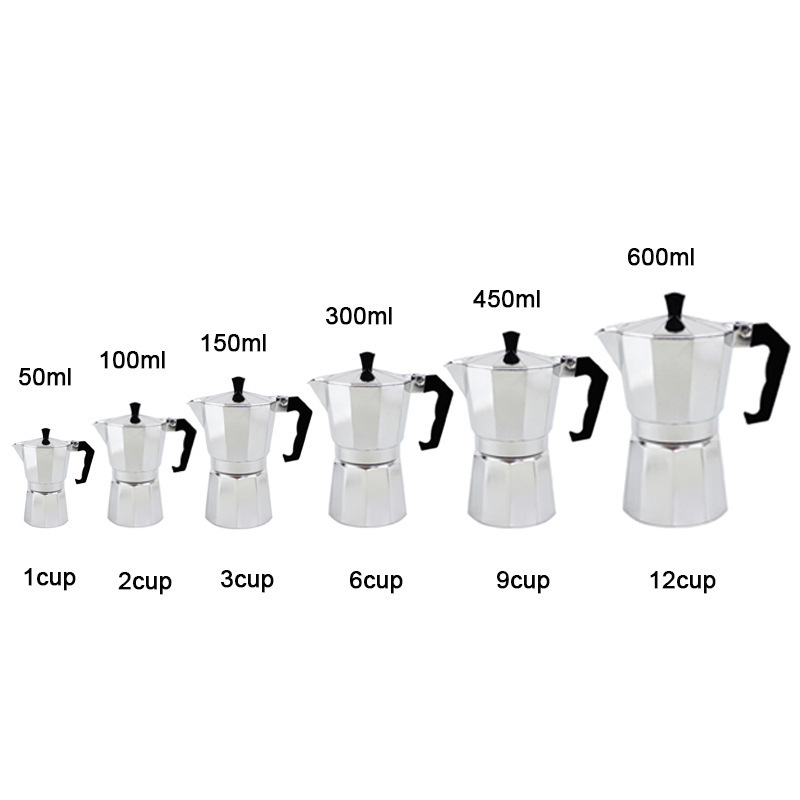 Wholesale Italian Aluminum Moka Espresso Latte Percolator Stove Top Coffee Maker Pot Home Coffee Pot