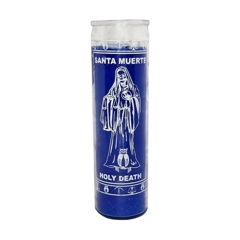 Holy Death Santa Muerte 7 Day Candle White Unscented Carton Easter Paraffin Wax Glass Candle Relighting Candle 2 Days 40 Hours