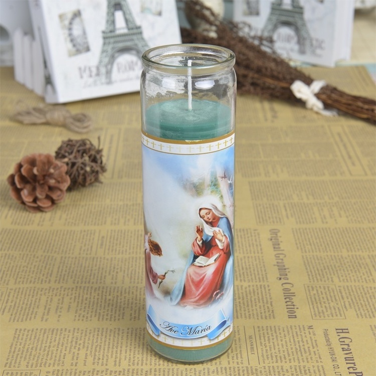 Buy 8 inches Glass Jar Religious Candle from Chinese Candle Factory