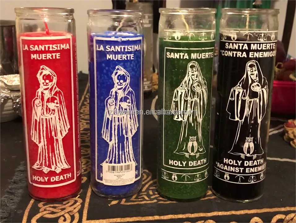 Holy Death Santa Muerte 7 Day Candle White Unscented Carton Easter Paraffin Wax Glass Candle Relighting Candle 2 Days 40 Hours