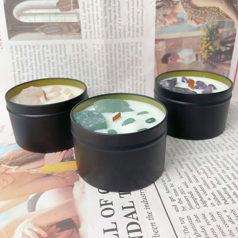 Green Tea Buy Small Private Label Scented Tin Eucalyptus Mango Candle Aromatherapy Luxury Crystal Candles Wood Wick