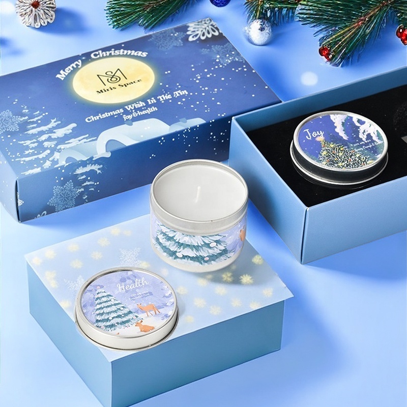 Flower Small Tin Scented Candles For Christmas 2024 Candles & Home Fragrance Set Gift Box Tin Candle Of 3 With Aroma